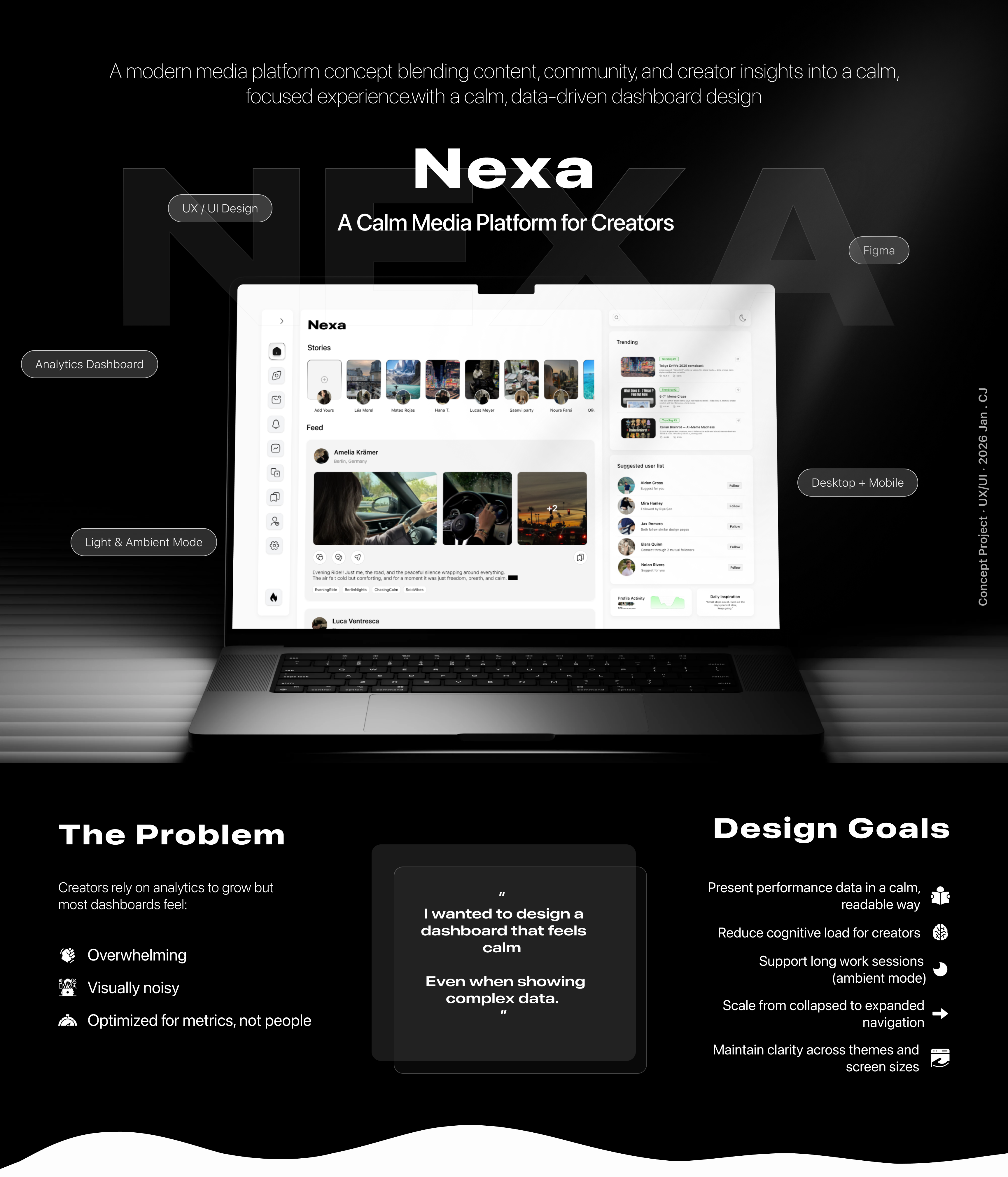 Nexa · Social Media Dashboard UI ambient mode analytics branding dashboard light mode product design saas ui ux web app webdesign website