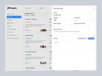 AI-Powered Project Creation Modal add form ai powered ai ui create new dashboard dashboard ui design enterprise software erp input form modal modal ui productivity app project creation project management saas dashboard ui ui design ux design webapp
