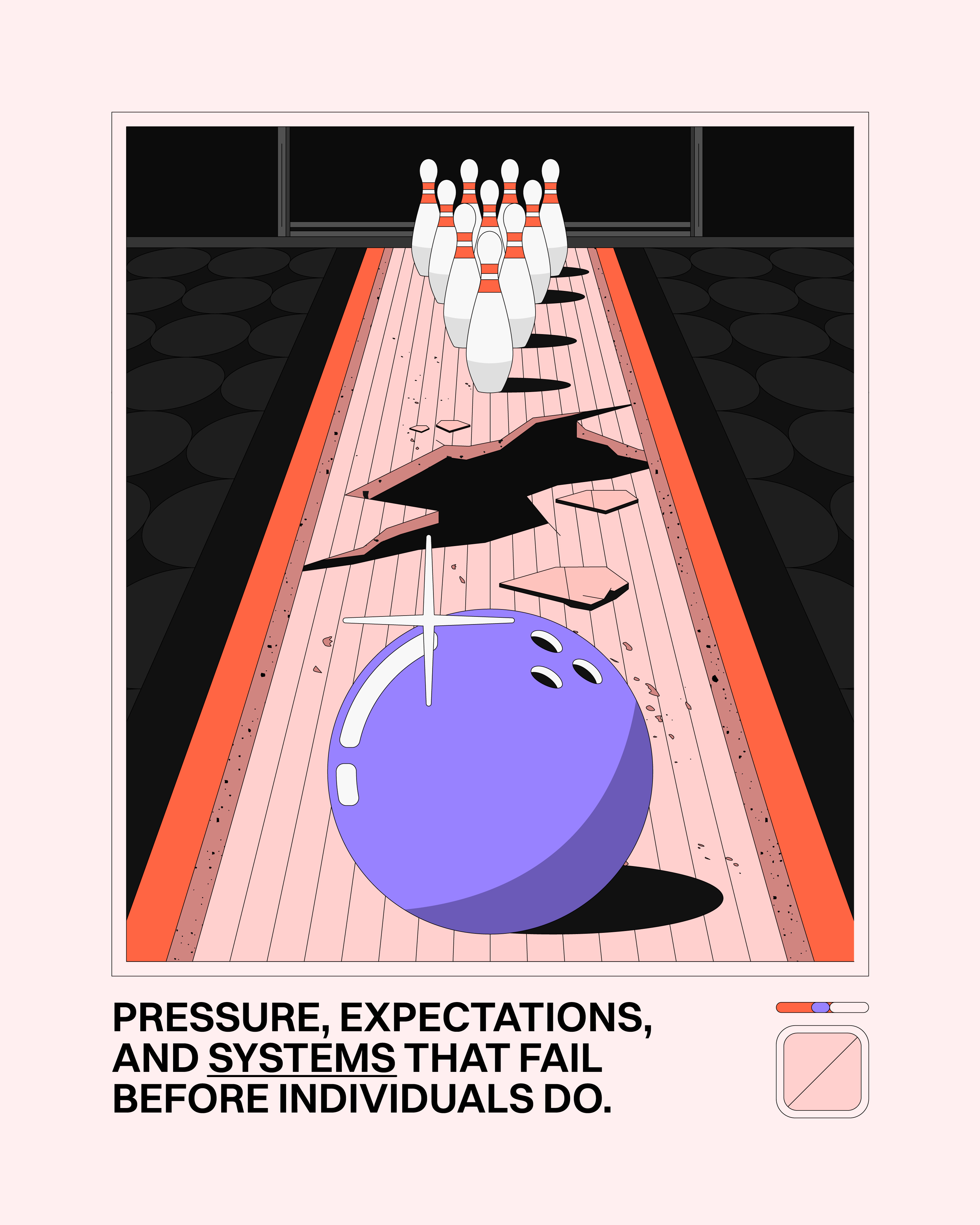 Systems that fail before individuals do bowling bowling alley color palette colorful digital art editorial editorial illustration fail illustration illustrator symbols system vector vector art vectorart