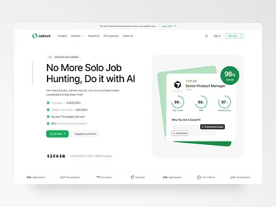 AI Job Finding Website -JobHunt ai assistant header homepage uiux web ui webdesign website website design