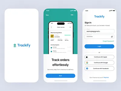 Trackify Mobile App app design mobile app oder tracking app trackify mobile app ui ui figma uiux