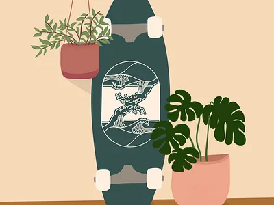 Skateboard Deck Illustration with Wave Graphic board graphic deck design flat illustration graphic illustration illustration lifestyle illustration merch design minimal illustration modern illustration product illustration skateboard illustration surf art wave illustration