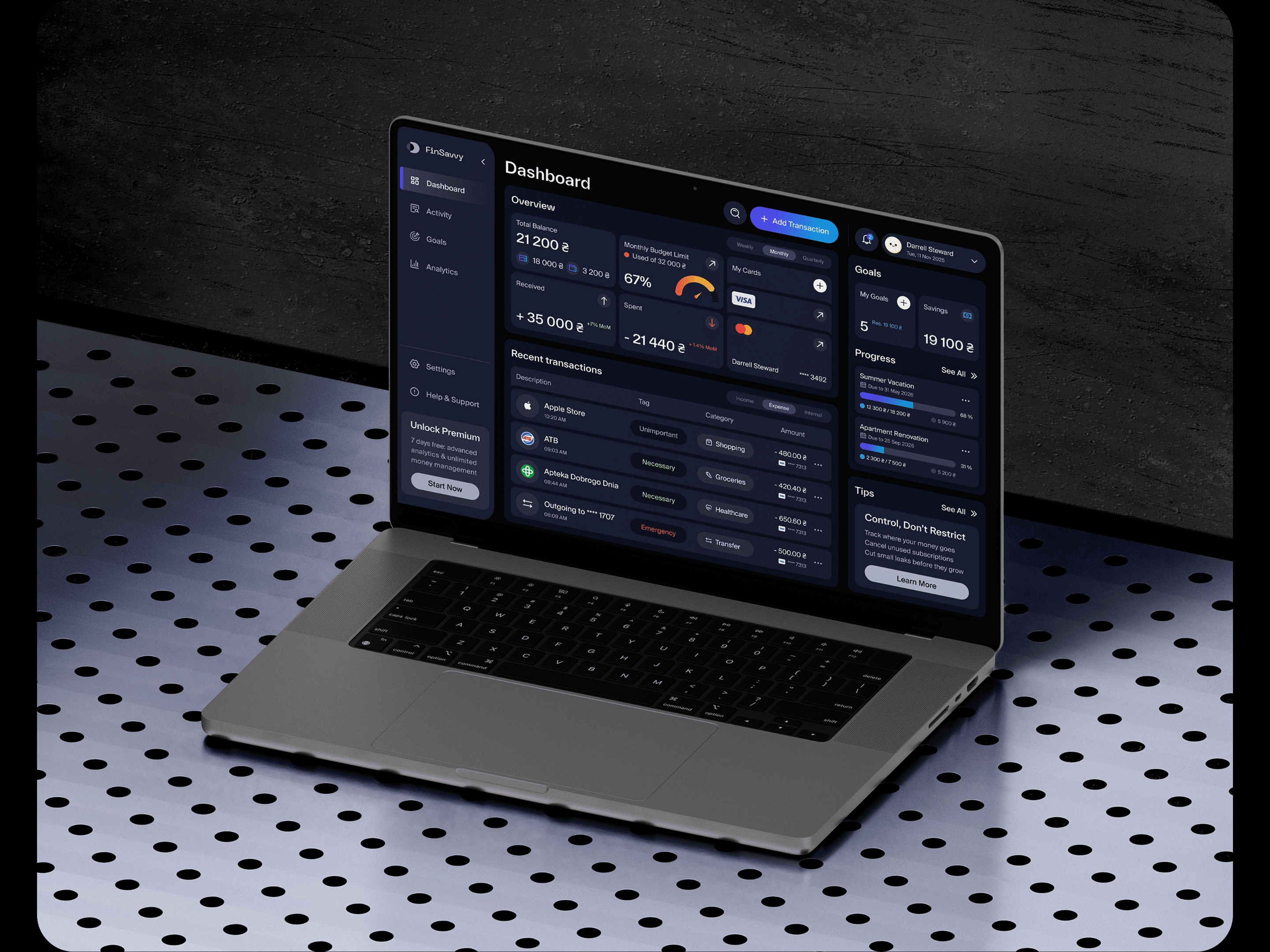 FinSavvy: Prototyping & Key Screens — Product UX animation case study dashboard figma finance fintech interaction design product design prototype prototyping registration saas security settings ui user experience user interface ux web design web service