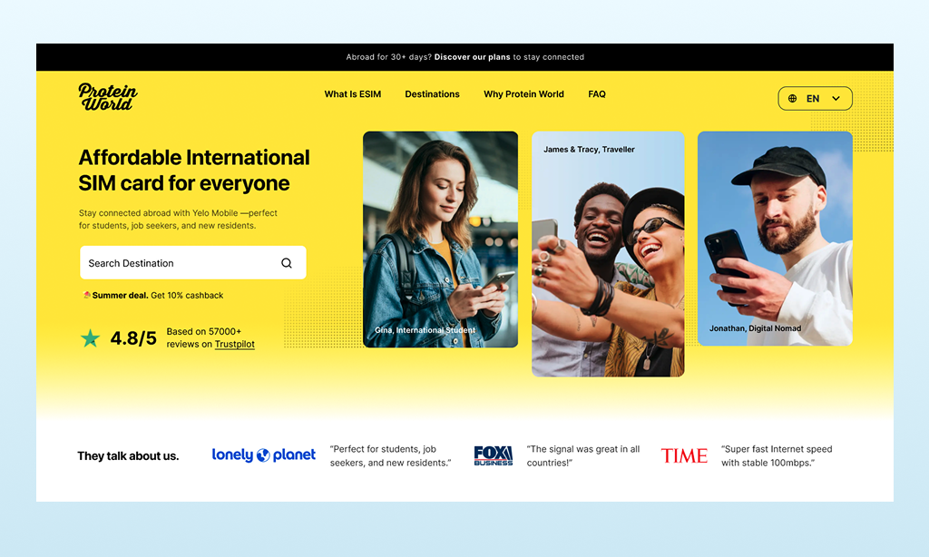 Protein World Landing Page dtc ecommerce design landing page design simcard landing page ui design ux design website design