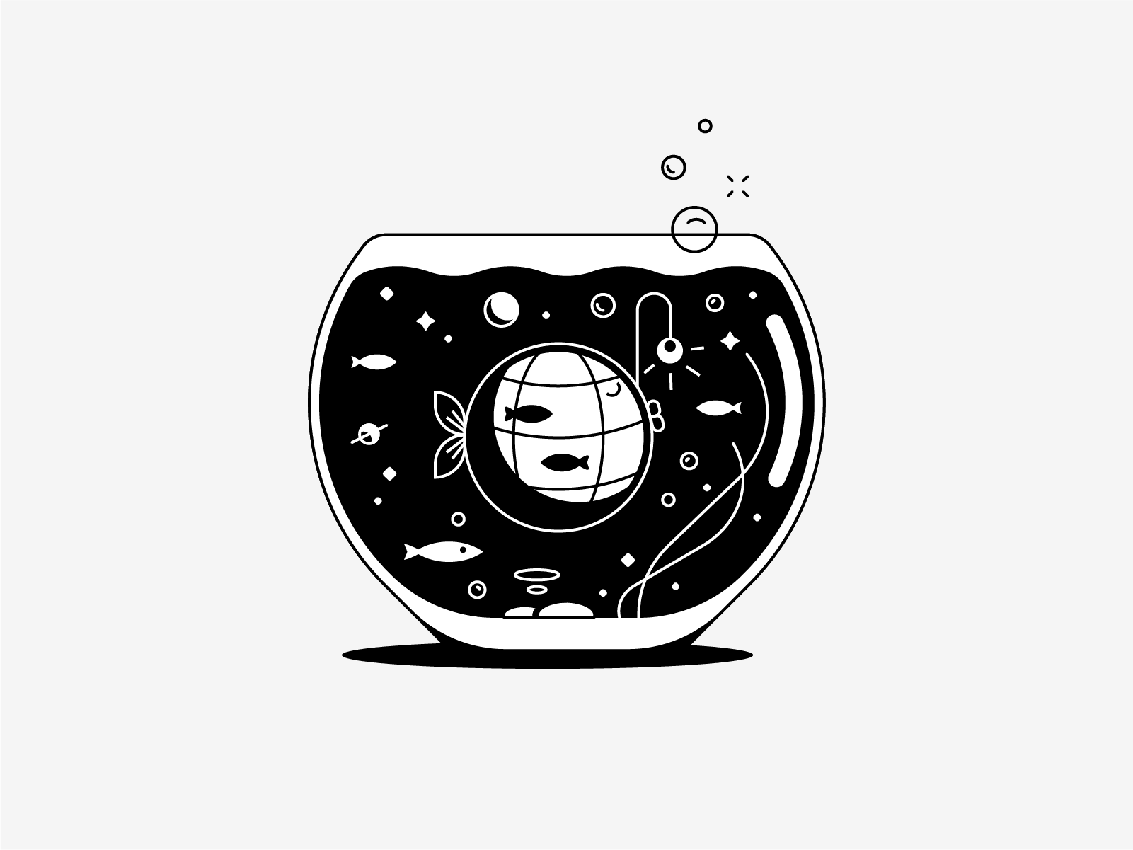 Planet Earth animal character flat graphic design illustration line print art vector art