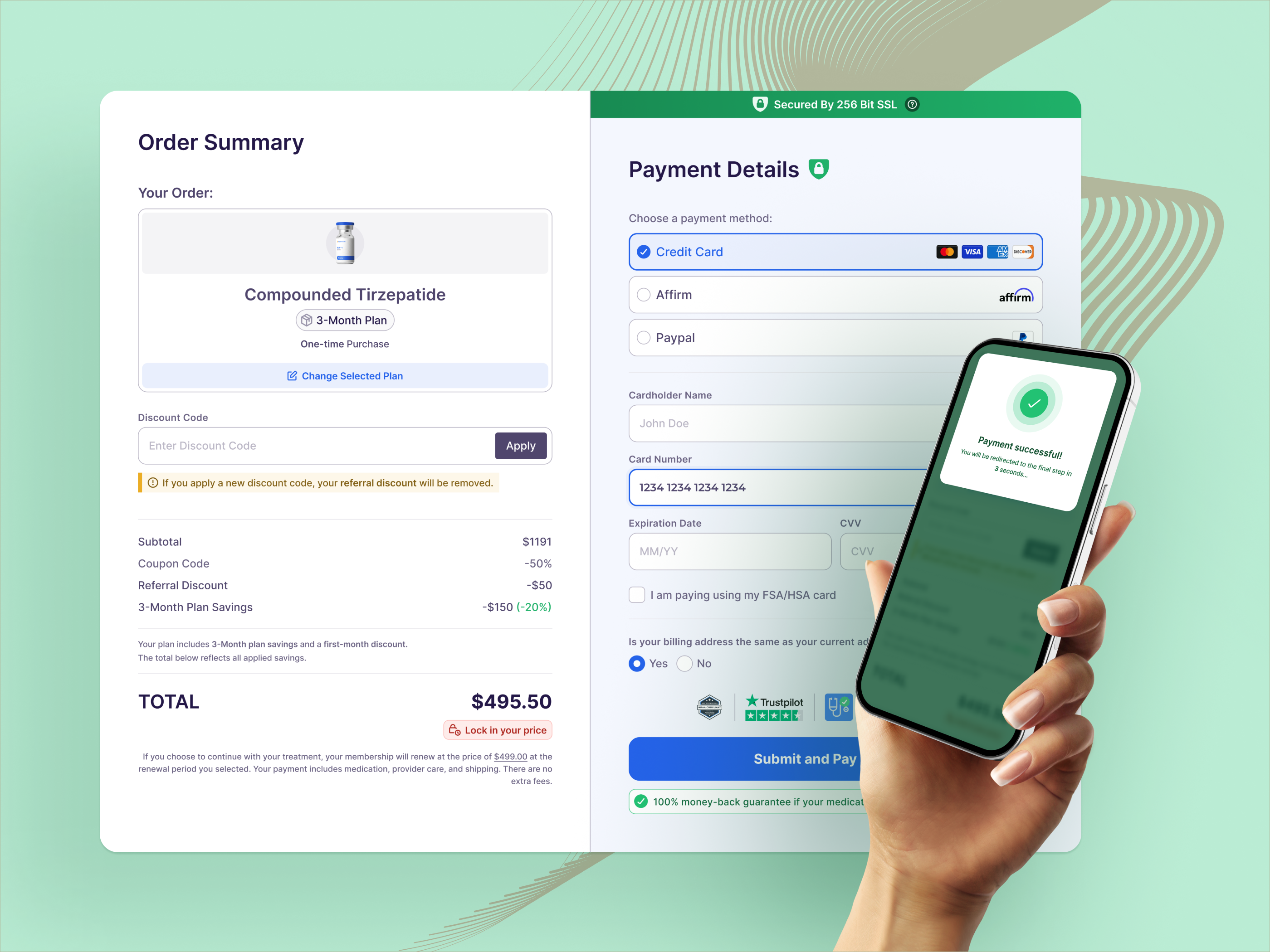 Brightmeds Payment Page payment ui ux webdesign website