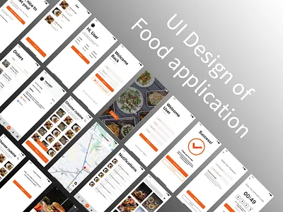 Ui design of food application application design branding design designing figma food graphic design illustration it mokup photoshop poster prototype text ui uiux
