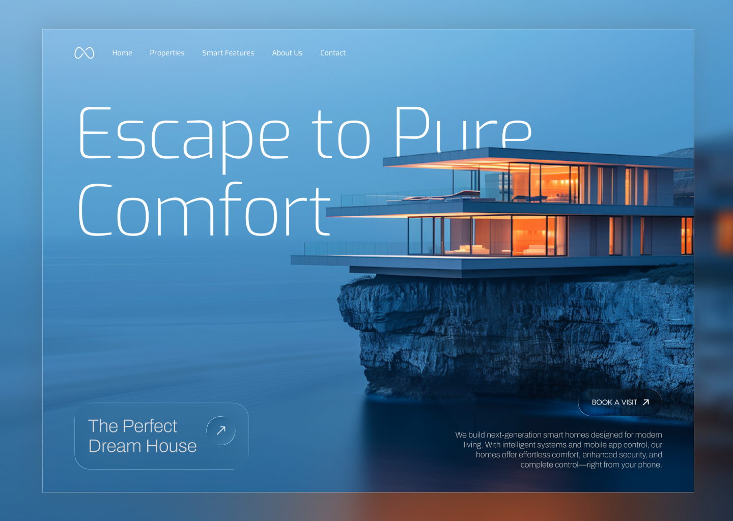 Real Estate Web Hero Concept futuristic hero section minimal modern realestate smarthome ui uiconcept uiux user interface ux web design