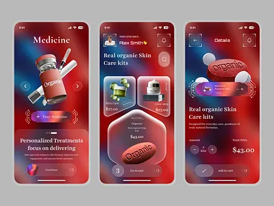 Medicine & Organic Skincare Mobile App Design app design app onboarding beauty app ecommerce app health app healthcare ui medicine app mobile app mobile app ui mobile commerce natural products organic skincare pharmacy app product design shopping app skincare app wellness app