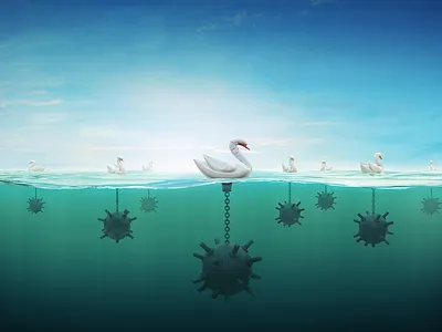 Mine field 3d art blender bomb cartoon concept drone field illustration mine render robot sea swan water