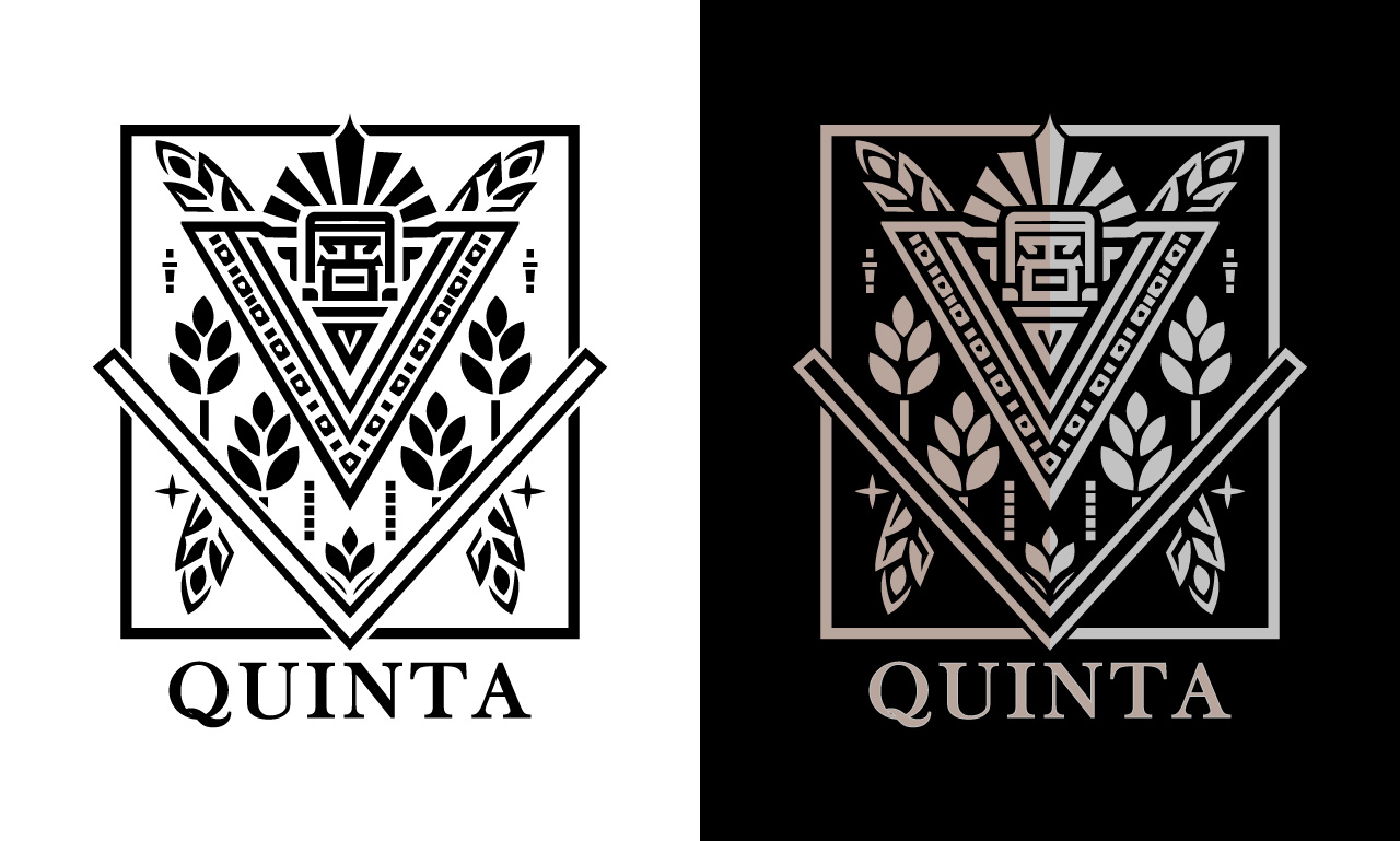 QUINTA – Premium Vintage Emblem Logo Design artisan branding brand identity classic logo emblem logo geometric logo heritage brand logo design luxury branding premium logo spirits branding symbolic design traditional design vintage logo wine logo
