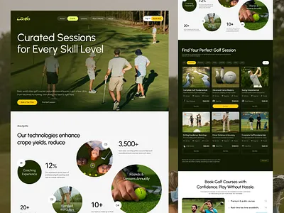 Golf Lessons Booking Website UI booking platform coaching app course creative design dashboard ui design inspiration future ui golf app interaction design juice lab landing page mentor product design saas website sports app ui ux design user experience ux case study web design website ui