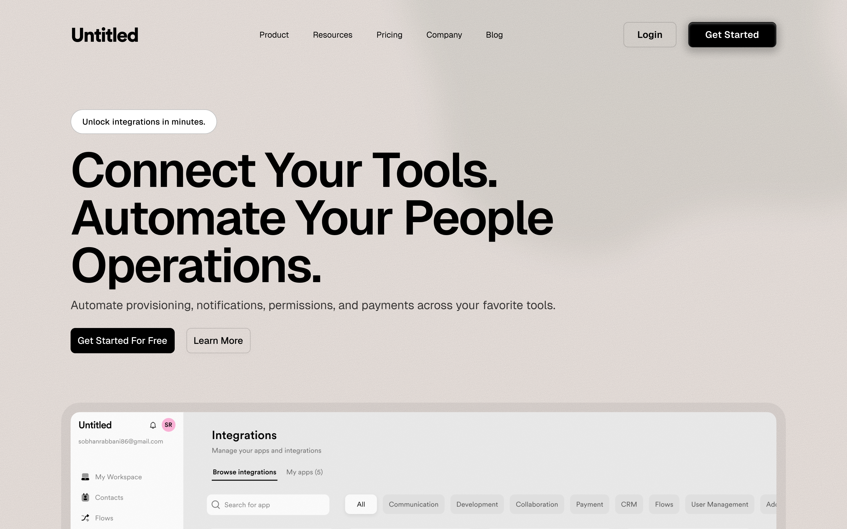 Integrations. Hero Section hero landing ui user interface website
