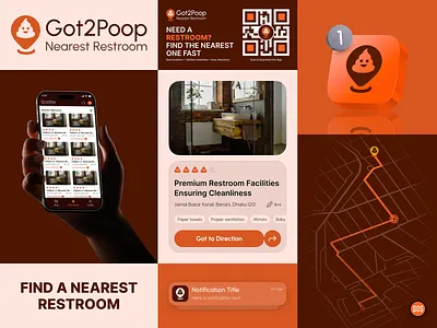Smart restroom discovery accessibility design app branding bento layout brand design brand identity branding graphic design human centered design location based app logo logo design map navigation minimalist interface mobile app design real world ux smart ux usability design user experience wayfinding