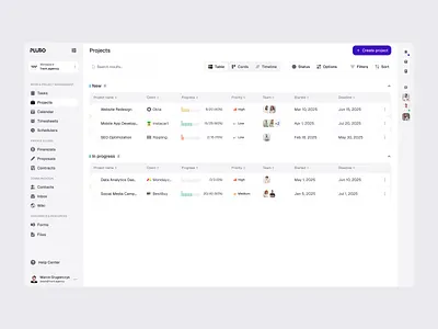 Plutio - All-in-one App Redesign [Projects] app application clean crm dashboard design minimalist modern project projects sidebar table task tasks ui uiux ux web app