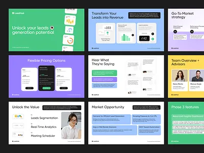 LeadHub - Pitch Deck & Go-To-Market Presentation analytics platform pitch b2b saas deck brand aligned presentation business presentation design data driven presentation go to market strategy growth strategy deck investor presentation marketing pitch deck marketing strategy slides pitch deck design presentation system product pitch deck product storytelling saas pitch deck sales enablement deck startup growth deck startup presentation tech startup deck venture pitch design