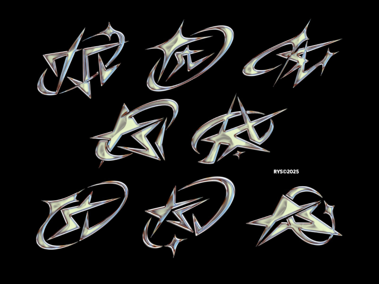 Star Logo TSL Y2K branding chrome customlettering initial logo logo logo y2k logotype monograms star logo star logo initial streetwear typography y2k logo