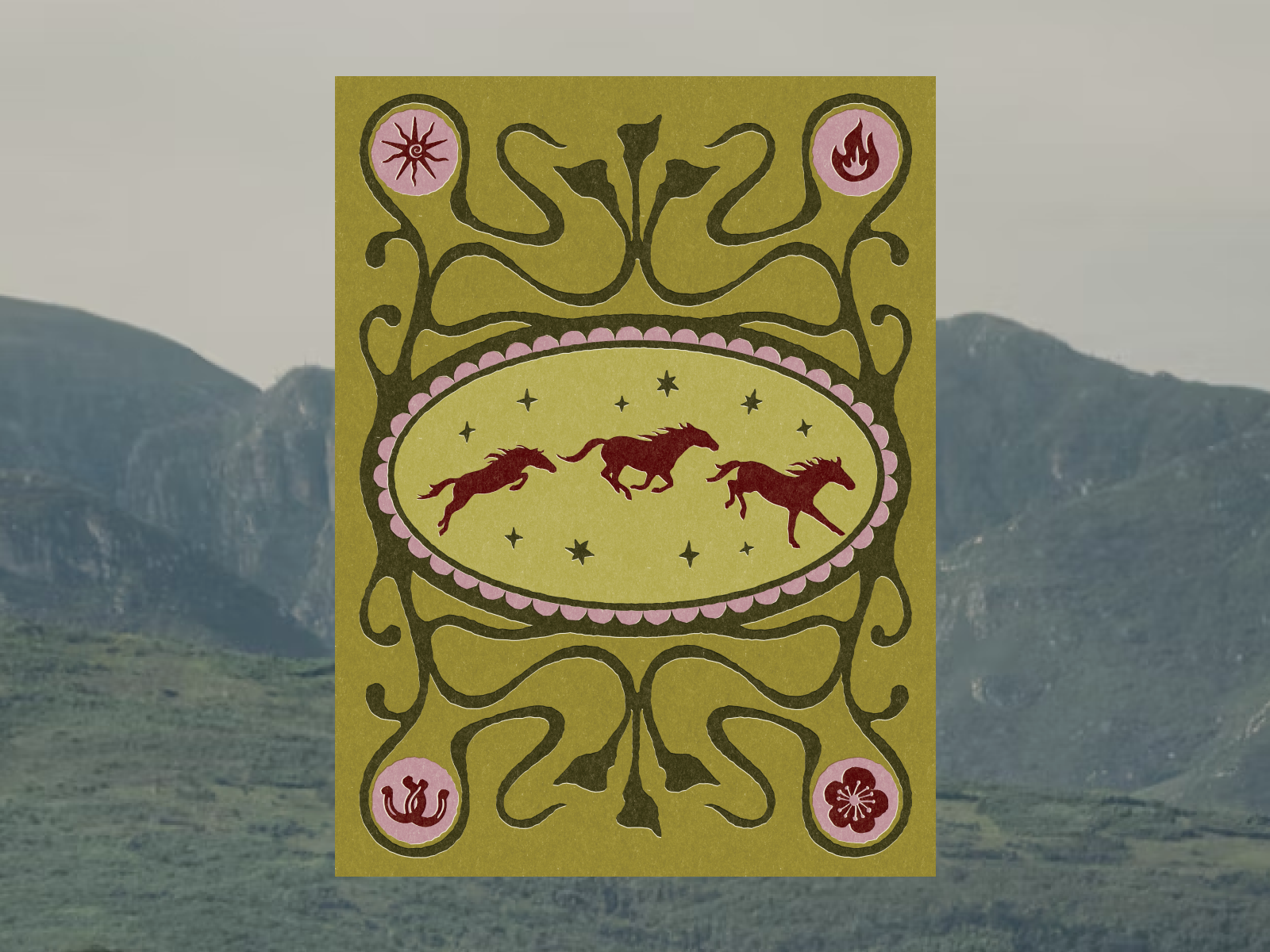 Year of the Horse animal art art nouveau asian art chinese new year chinese zodiac digital art flat floral design folk art frame graphic design horse art illustration lunar new year poster poster design risograph wall art western art year of the horse