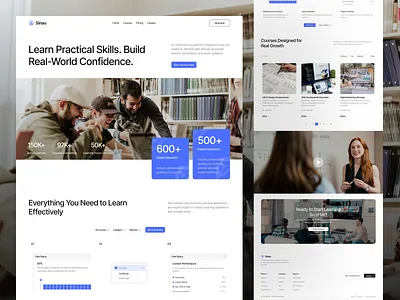 Educational Course Landing Page course landing course platform design digital learning e learning ui edtech design education landing education website landing page learning platform learning website online education ui ui kit ux website