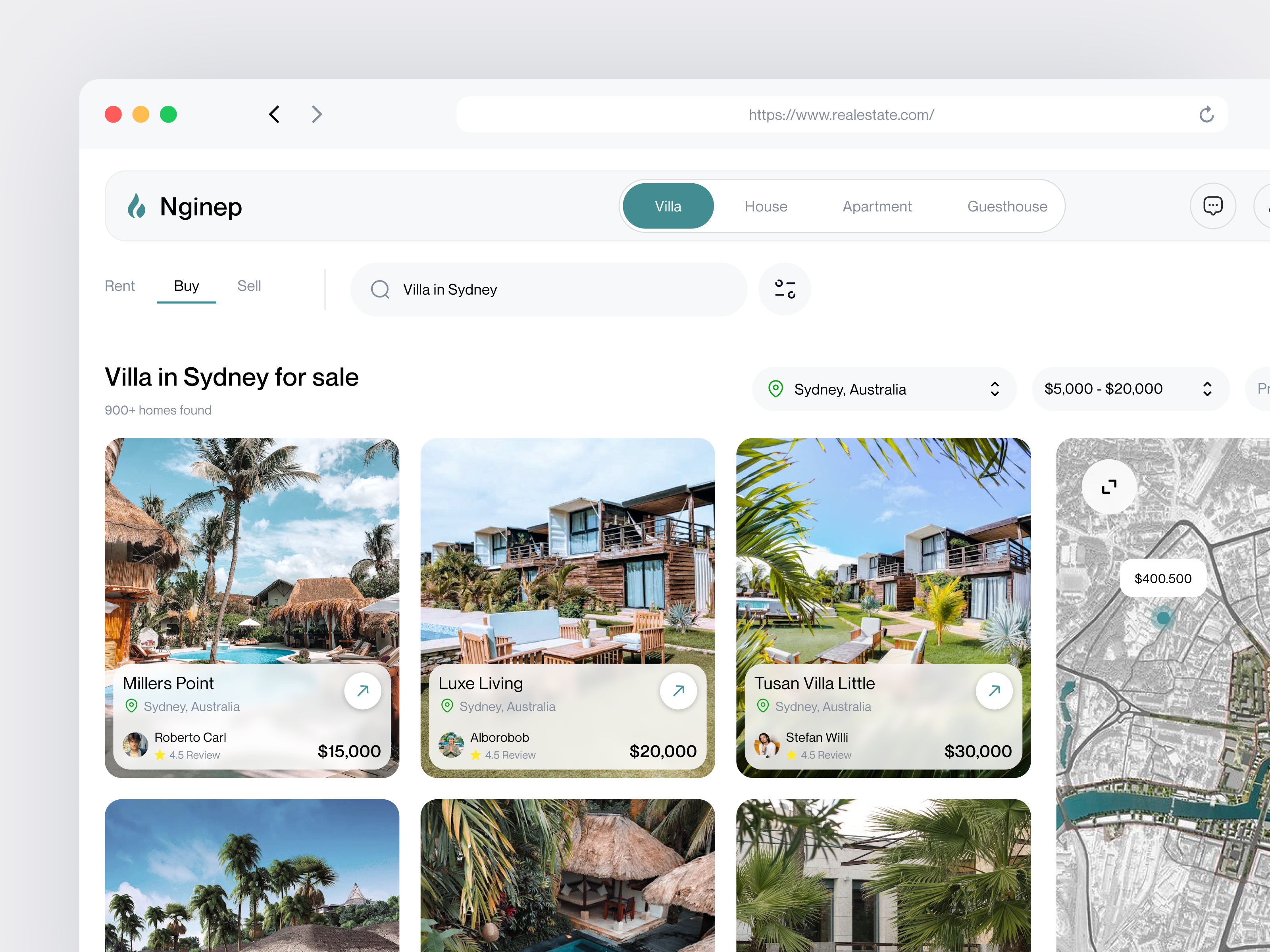 Nginep - Real Estate Dashboard apartment building business buy dashboard find home listing product design properties property purchase real estate realestate rent ui ui design ux villa website