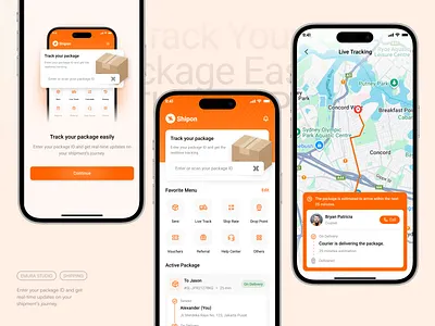 Shipon - Shipping & Delivery Mobile App b2b cargo delivery delivery app logistic logistics map mobile mobile app mobile design package parcel ship shipment shipping splash screen track tracking ui ux