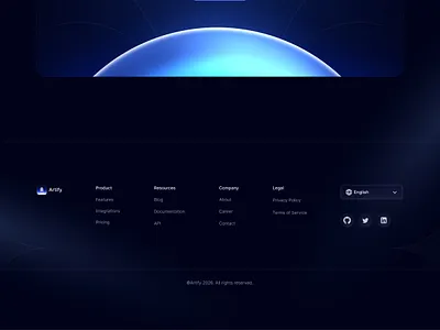 Footer design aiwebsite blue cleanfooter darkfooter darkmode darktheme darkthemeui darkwebsite endsection figma footer footerinspiration graphic design modernfooter ui ux websitedesign websiteinspiration