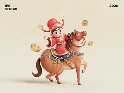 Year of the Horse art cover gold horse illustration new year