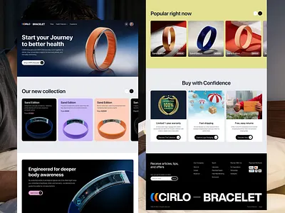 Health Wearable Website & E-commerce UI Design branding creative design digitalproduct ecommerce health fitness healthcare healthtech landingpage marketingwebsite productdesign responsivedesign uidesign uiux uxdesign wearable band wearabletech webdesign website