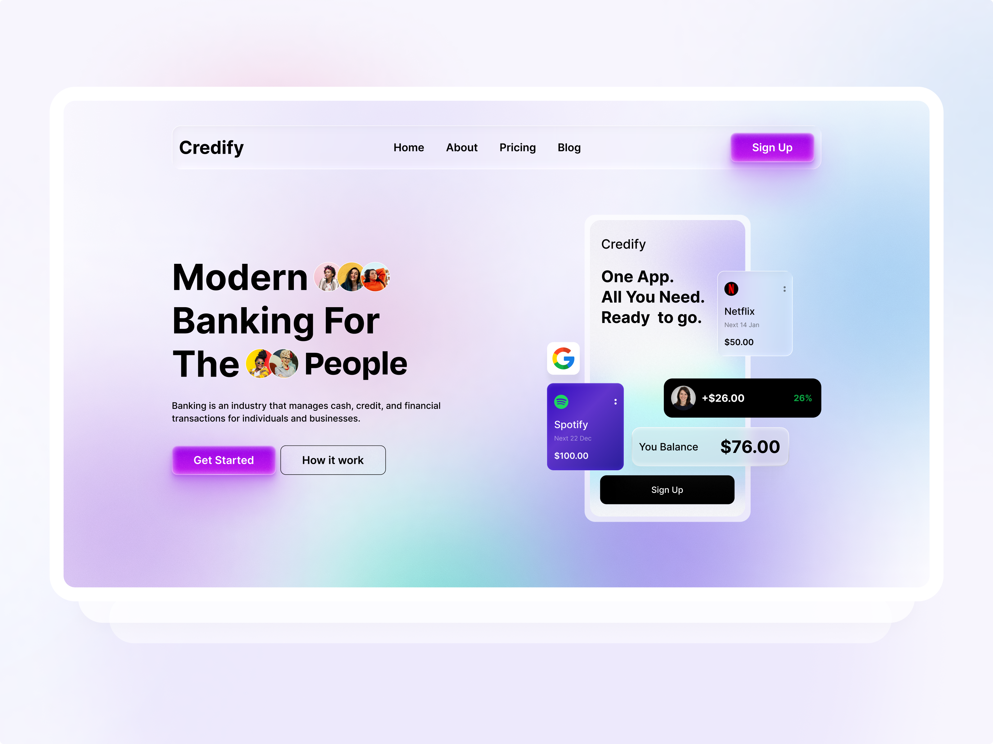 Example of Digital Banking Landing page