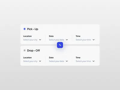 Car pick up and drop off location selector. product design web design