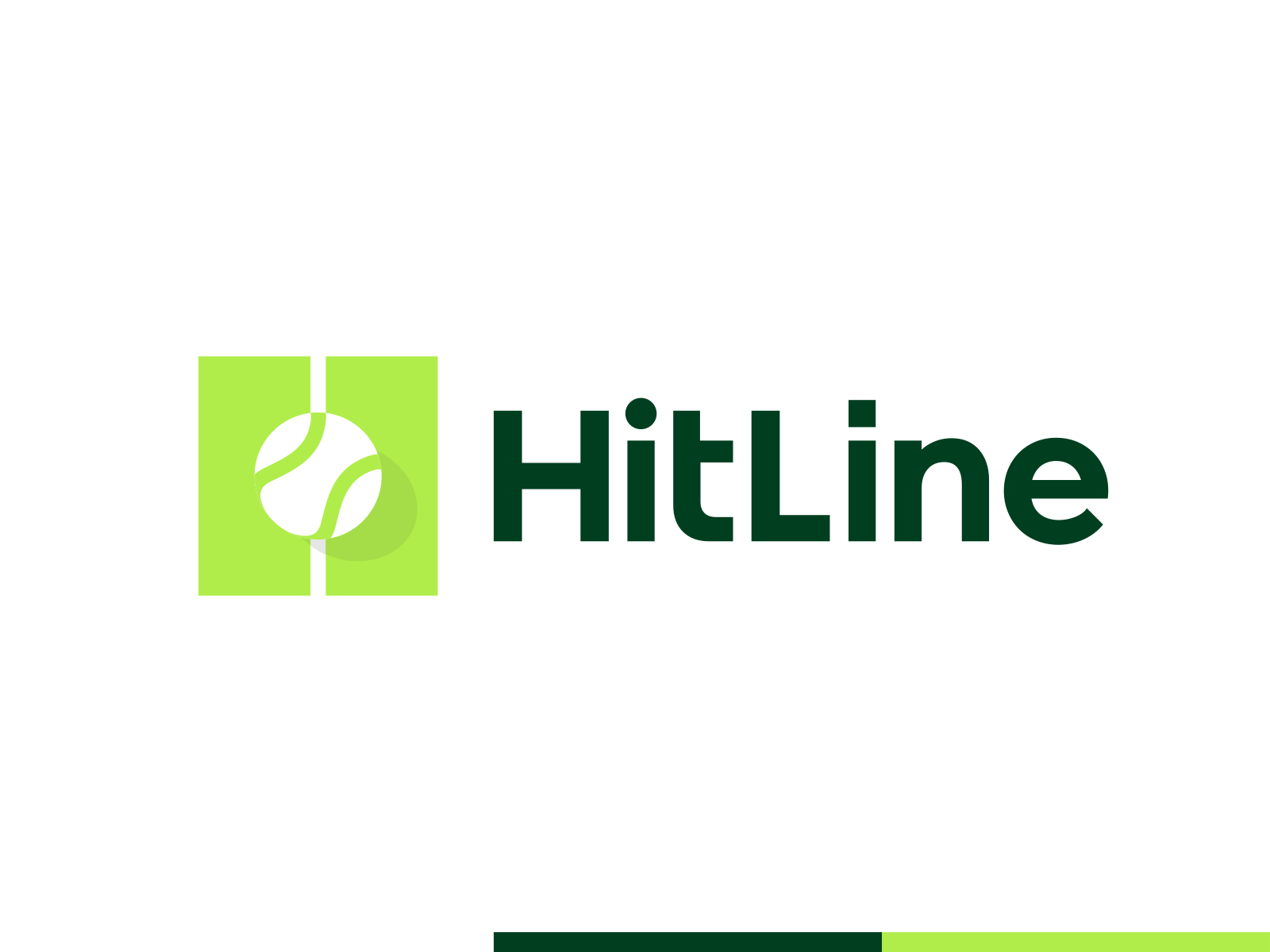 Example of HitLine, tennis app logo exploration: H letter from ball & court