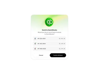 Quickbooks Modal clean dashboard gradient green interactions light mode lime minimalist modal quickbooks rounded ui ui design web