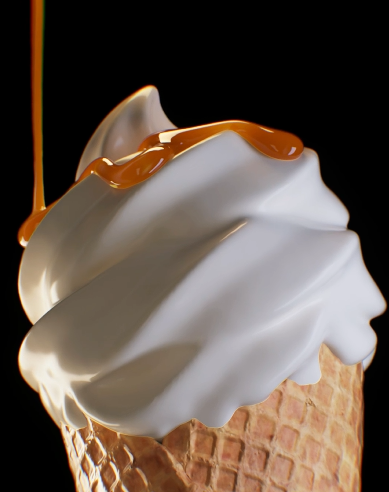 Ice Cream Viscosity Simulation VDB MESH 3d animation motion graphics
