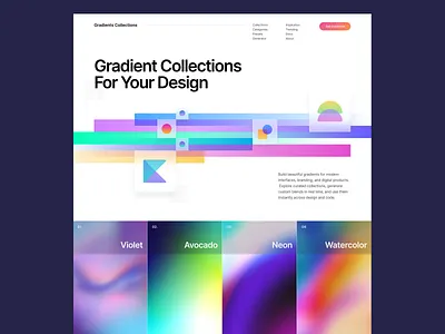 Gradient Library — Discover Beautiful Gradients background blur branding card clean colors picker design desktop glassmorphism gradients graphic design landing page layout ornaments tools typography ui ux website whitespace widget