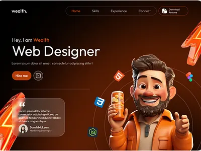 A Portfolio website Redesign 3d graphic design landing page typography ui ux