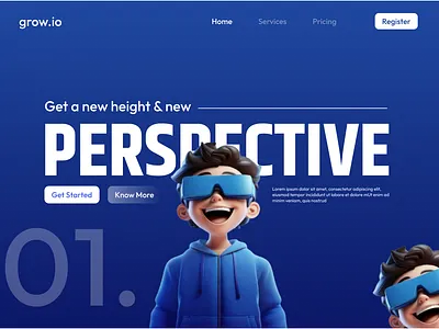 Grow.io UI Landing page Redesign 3d graphic design landing page ui