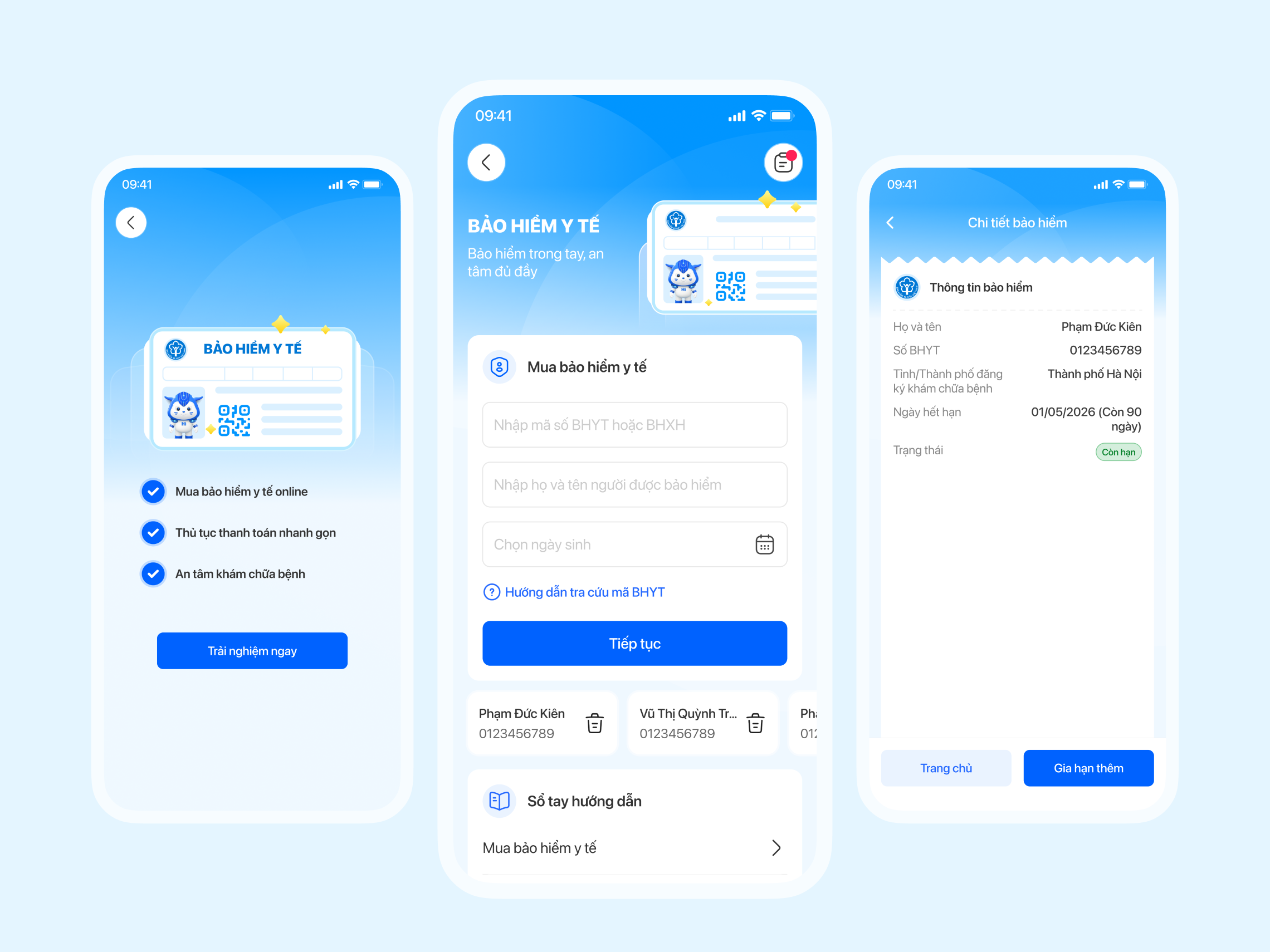 Bảo hiểm Y tế: luồng tra cứu app blue clean concept design gradient home illustration insurance mobile search trend ui ui design ui ux welcom