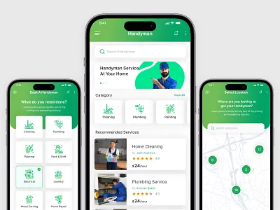 Handyman Service App Clean & Modern Mobile App design app app design branding dailyui design graphic design illustration logo mobile mobile app service provider app ui ux web webdesigner