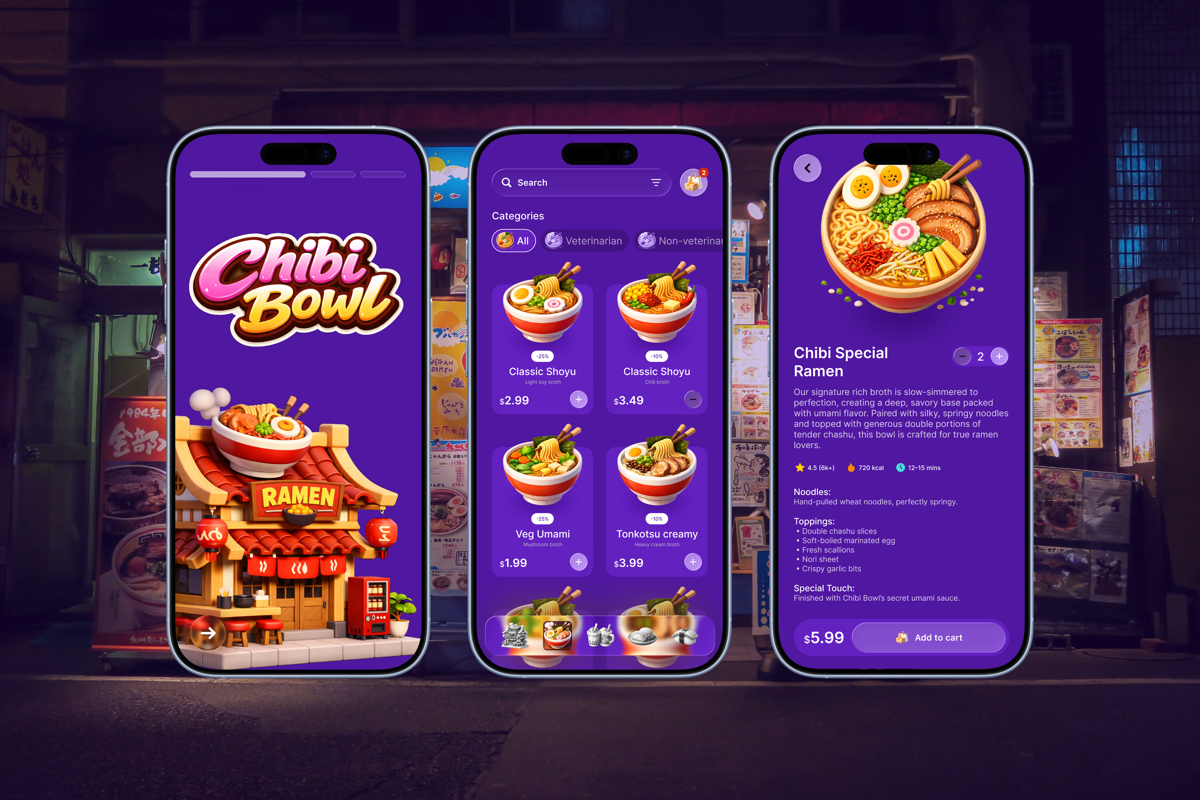 Ramen shop concept 3d app design chinese restaurant concept food app liquid glass mockup modern ui ui design ui ux