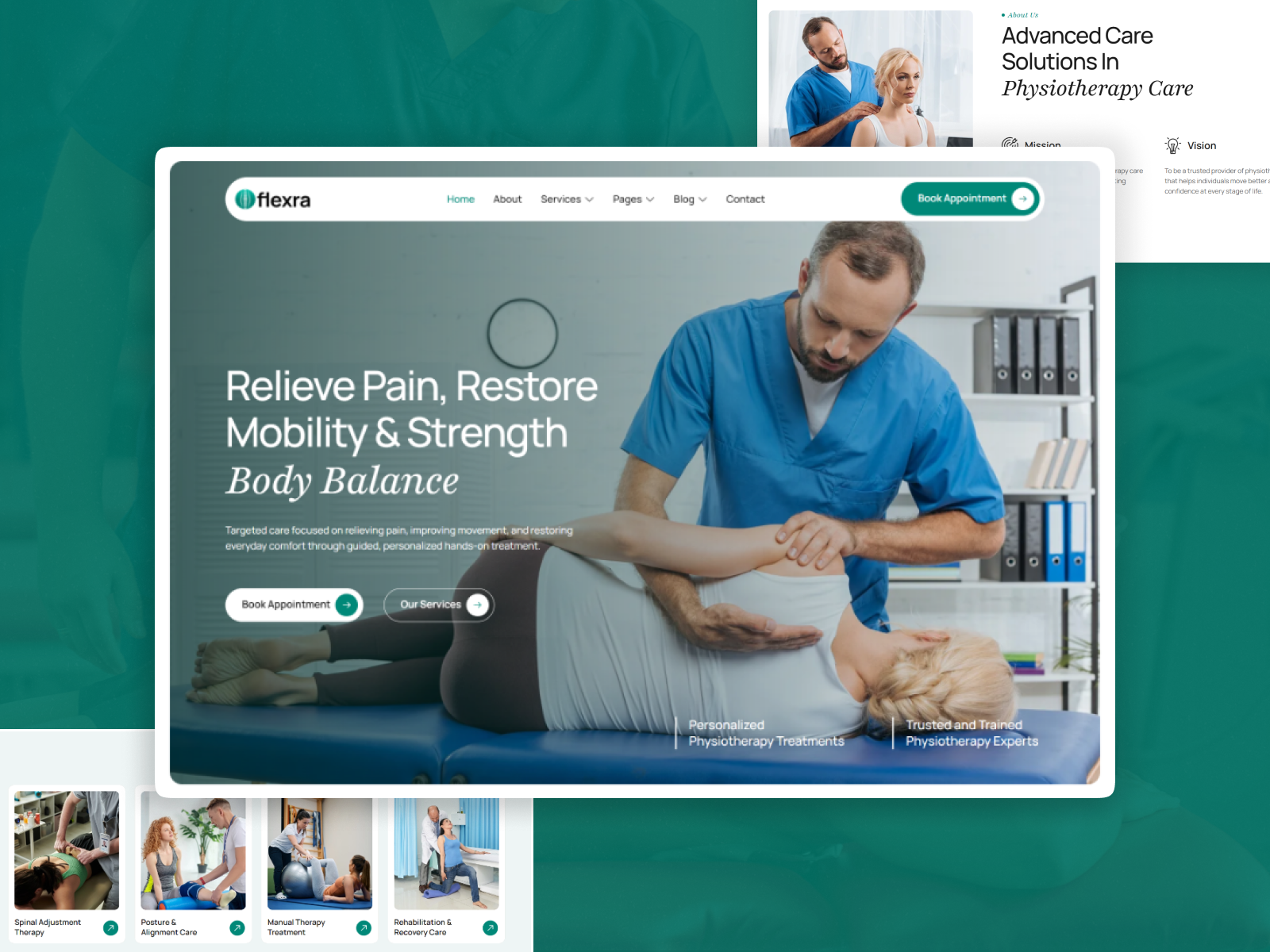 Healthcare Website UI Design – Care-First Experience appointment clinic website healthcare hero section homepage landing page medical website physical therapy physiotherapy reha rehabilations center services page therapy ui design uiux ux design web design web designer website website design