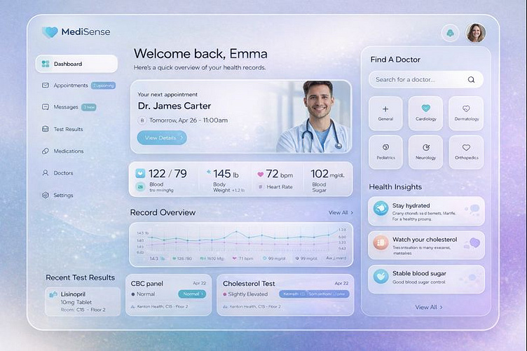 MediSense – AI-Powered Health Dashboard Overview UI/UX by Xceptive ...