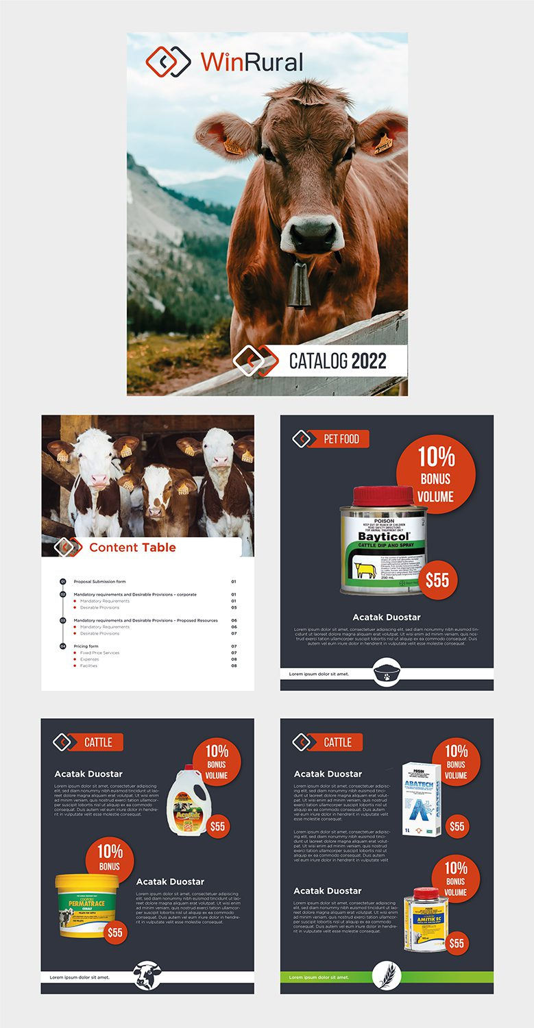 Product-Centric Catalog Design for WinRural branding catalog catalog design design graphic design marketing design print design