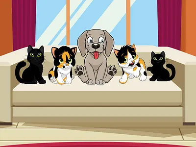 Wholesome Pet Illustration – A Playful Couch Moment branding design graphic design illustration marketing design print design ui vector