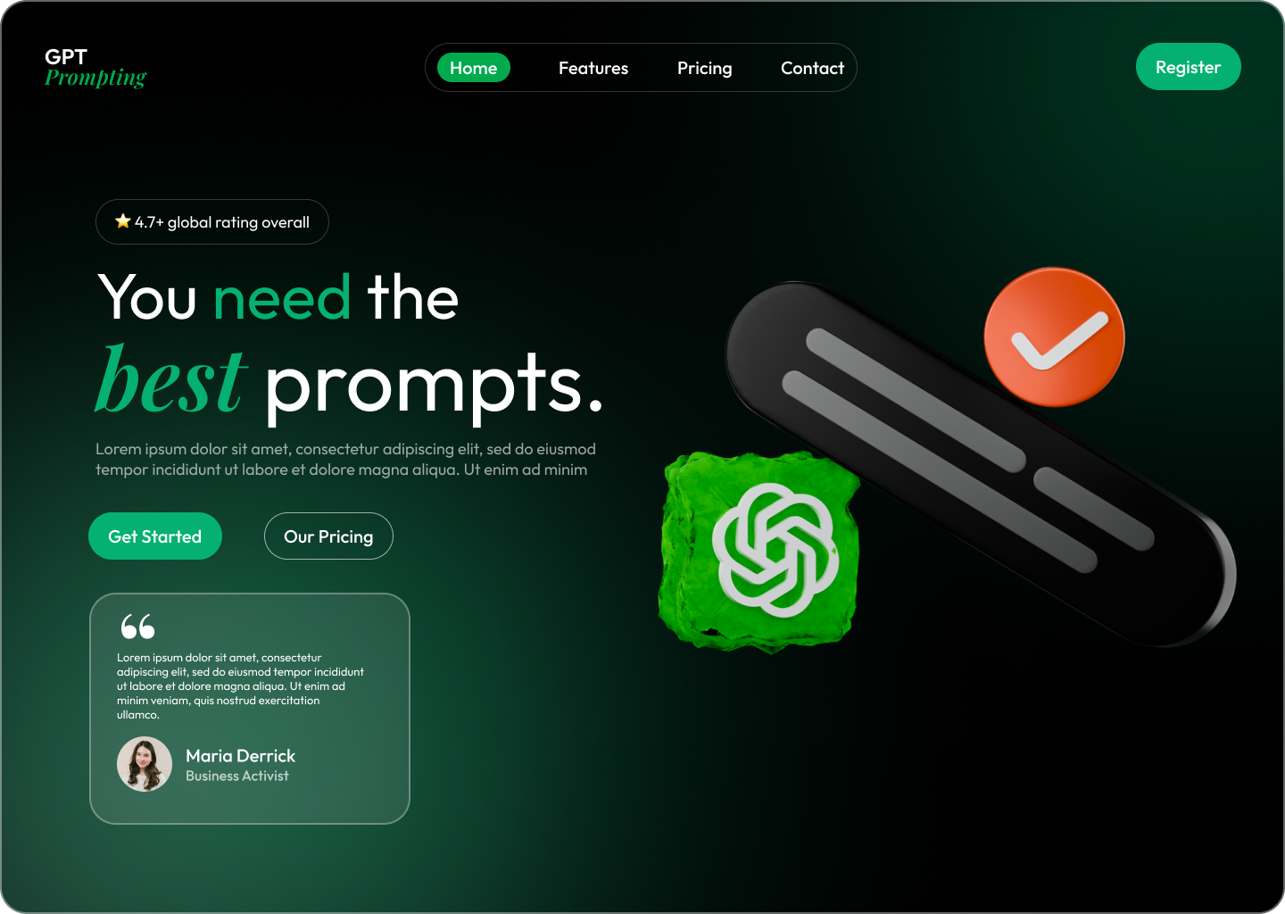 Example of Modern Landing Page UI Design