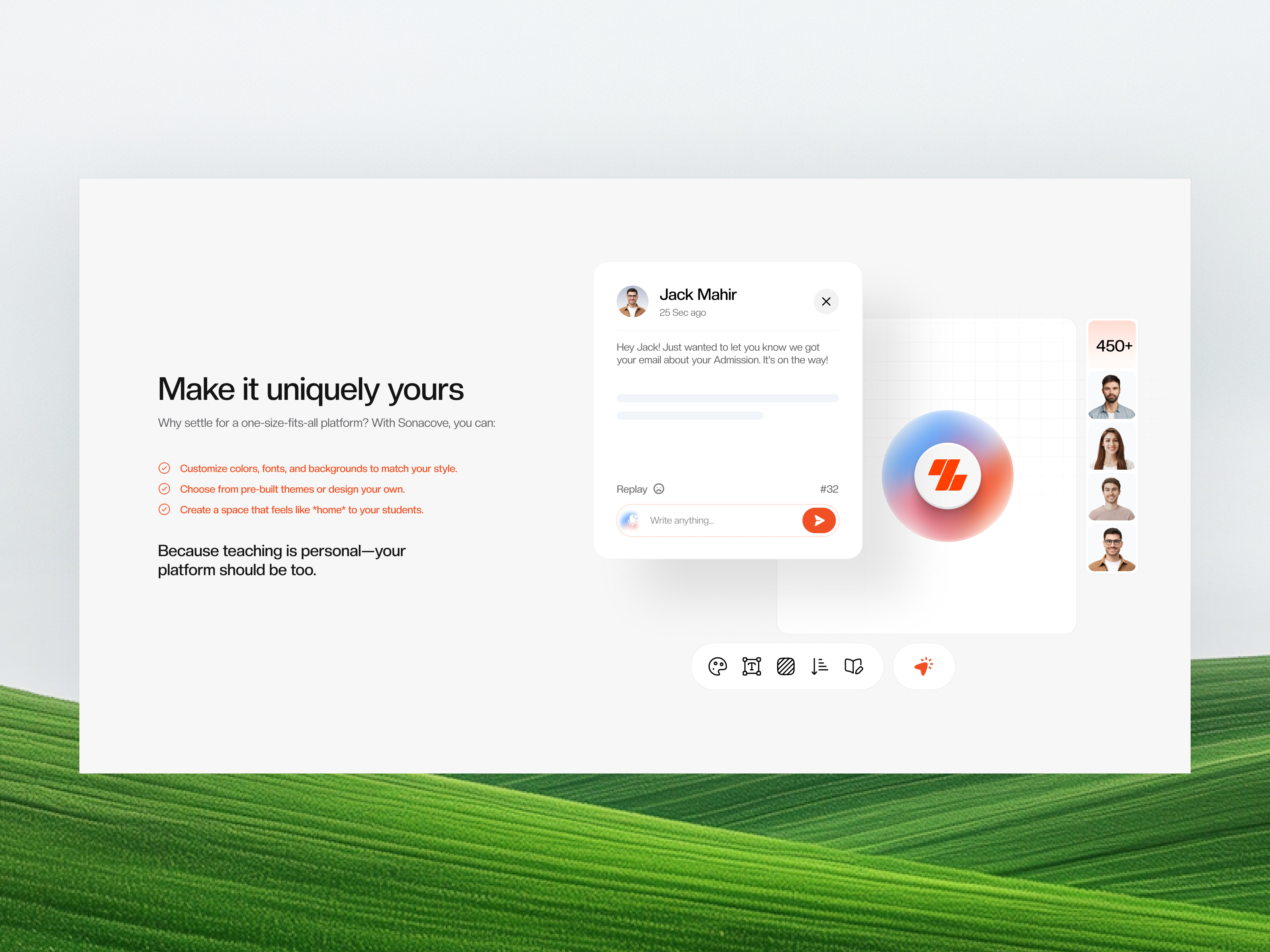 Zainmeet — online meeting platform feature section design interface product service startup ui ux web