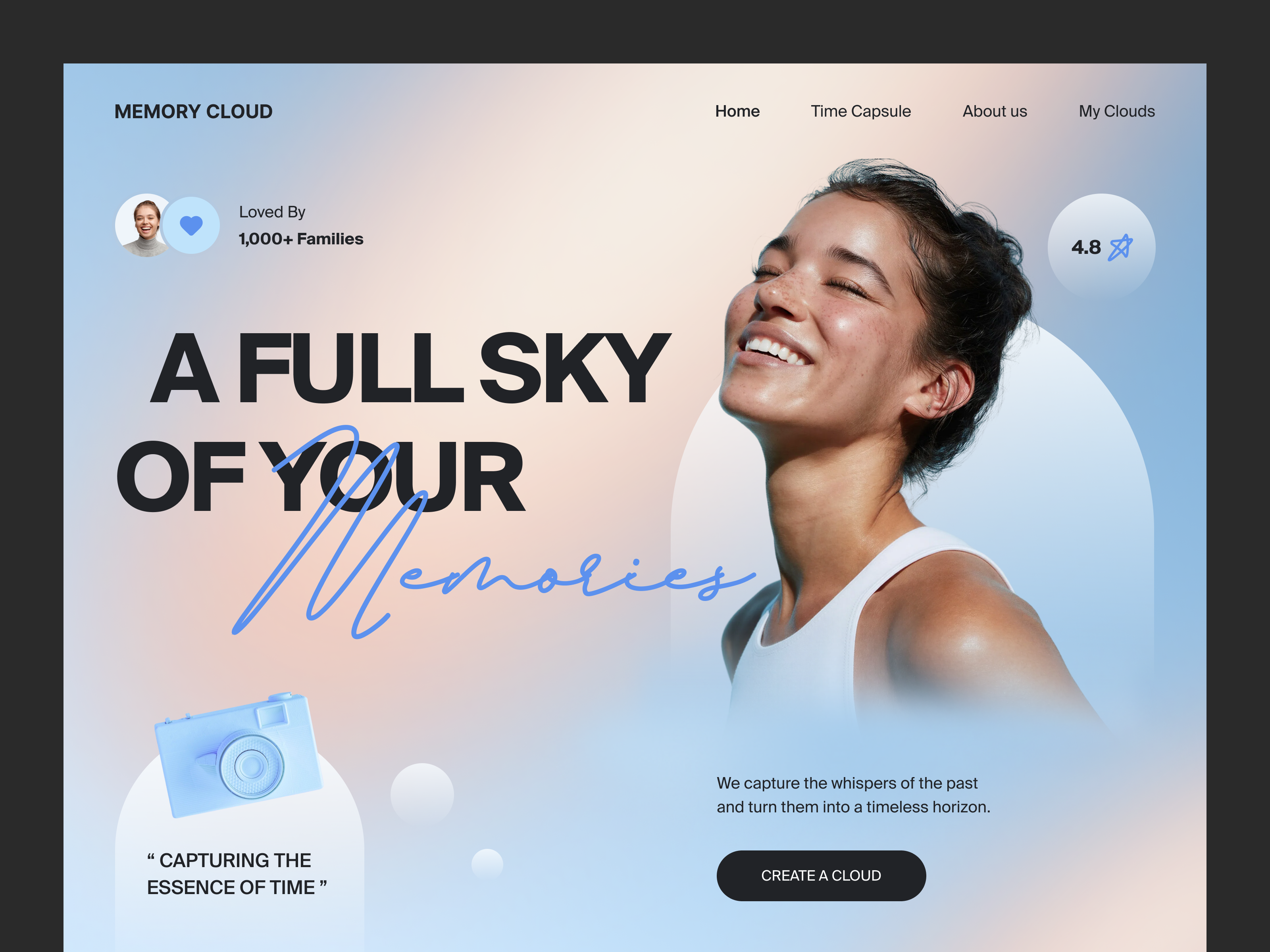MEMORY CLOUD – Digital Space for Personal Memories agency design design product startup ui uiux ux web web design website