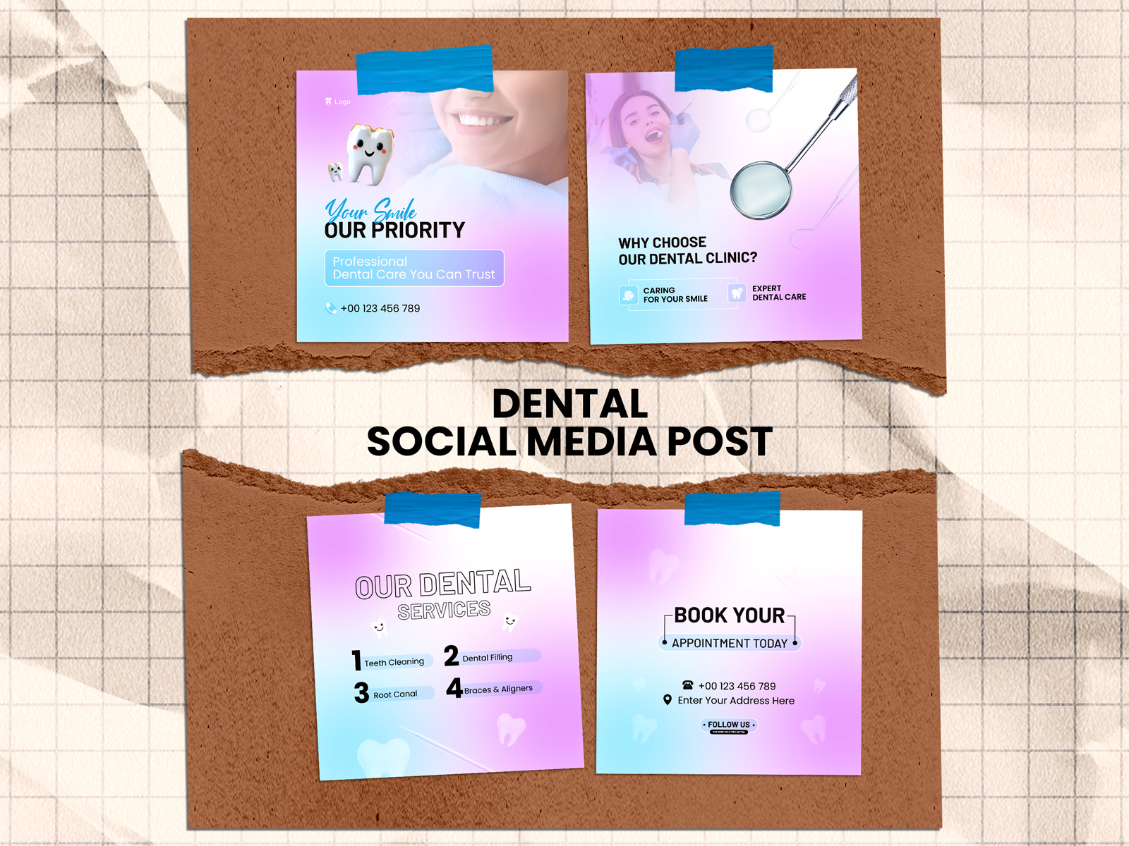 Dental Social Media Post Design creative dental graphic design layout media modern post simple social template