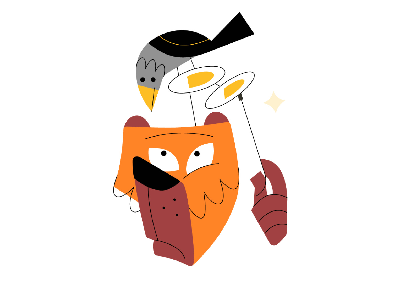 Bear and crow 2d illustration animal bear bird book illustration character character design design emotion flat icon illustration vector mascot notbear notbear.co vector