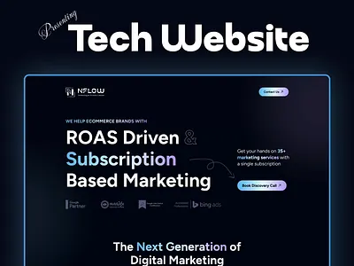 NFlow Web Site Design: Landing Page / Home Page UI agencywebsite business corporate datadrivendesign digital strategy digitalmarketing dribbble homepageui interface it landing page landingpage modernui performance performancemarketing roas seo tech webapp webdesign