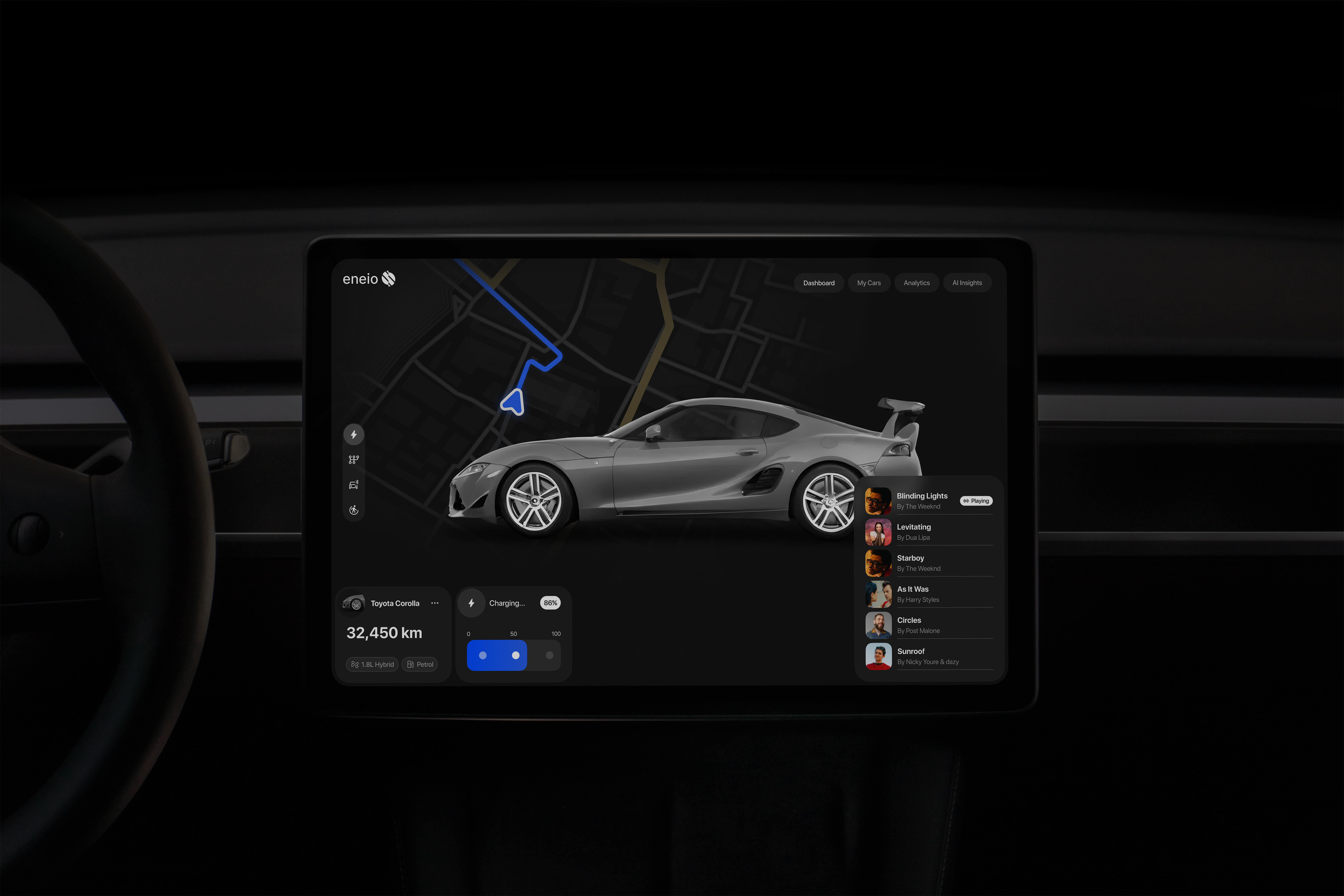Car Dashboard - Built for modern driving automotiveui car cardashboard cartech carui creativeui darkui designdaily digitalproduct dribbblecommunity interfacedesign productdesign ui ux